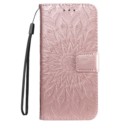 For iPhone SE 2024 Embossed Sunflower Pattern Flip Leather Phone Case(Rose Gold) - More iPhone Cases by PMC Jewellery | Online Shopping South Africa | PMC Jewellery | Buy Now Pay Later Mobicred