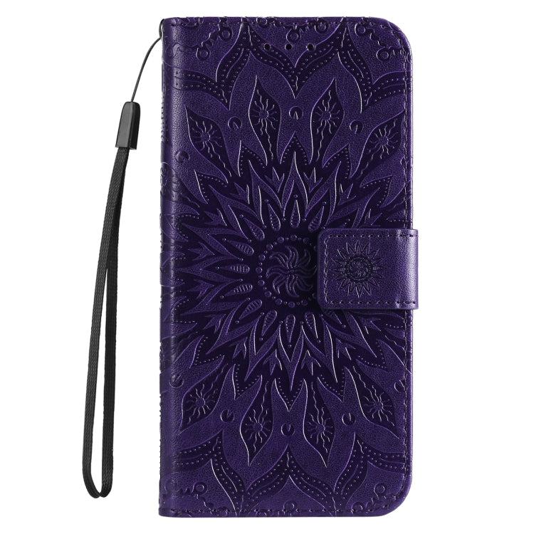 For iPhone 16 Pro Max Embossed Sunflower Pattern Flip Leather Phone Case(Purple) - iPhone 16 Pro Max Cases by PMC TechLife | Online Shopping South Africa | PMC TechLife | Buy Now Pay Later Mobicred