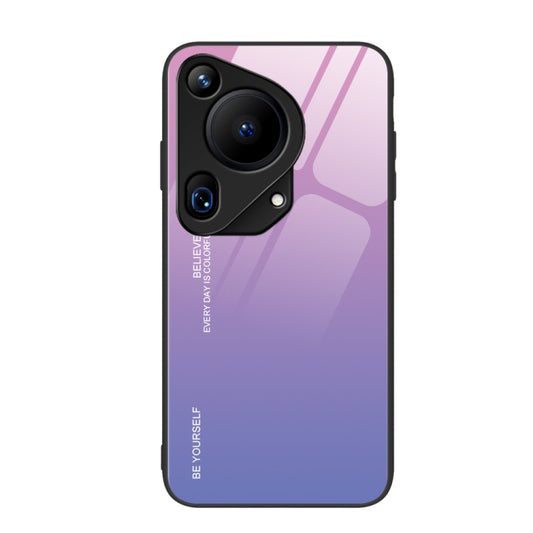 For Huawei Pura 70 Ultra Gradient Color Glass Phone Case(Pink Purple) - Huawei Cases by PMC Jewellery | Online Shopping South Africa | PMC Jewellery | Buy Now Pay Later Mobicred