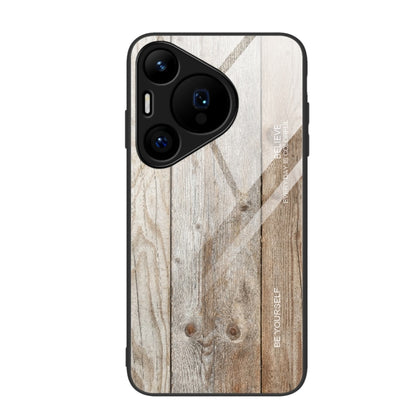 For Huawei Pura 70 Wood Grain Glass Phone Case(Grey) - Huawei Cases by PMC Jewellery | Online Shopping South Africa | PMC Jewellery | Buy Now Pay Later Mobicred