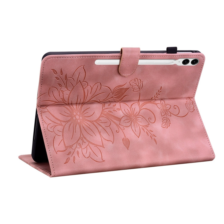For Samsung Galaxy Tab S9+ / S9 FE+ Lily Embossed Leather Tablet Case(Pink) - free shipping - PMC Jewellery - Order now!