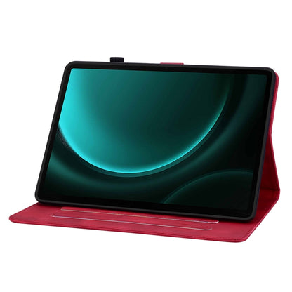 For Samsung Galaxy Tab S9 / S9 FE Lily Embossed Leather Tablet Case(Red) - Galaxy Tab S9 Cases by PMC Jewellery | Online Shopping South Africa | PMC Jewellery | Buy Now Pay Later Mobicred