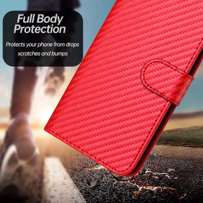 For OPPO Reno11 Pro Global YX0070 Carbon Fiber Buckle Leather Phone Case with Lanyard(Red) - Reno11 Pro Cases by PMC Jewellery | Online Shopping South Africa | PMC Jewellery | Buy Now Pay Later Mobicred