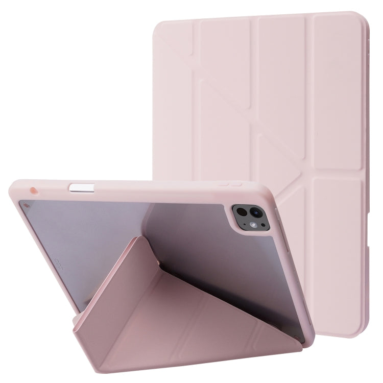 For iPad Pro 13 2024 Deformation Transparent Acrylic Leather Tablet Case(Pink) - iPad Pro 13 2024 Cases by PMC Jewellery | Online Shopping South Africa | PMC Jewellery | Buy Now Pay Later Mobicred
