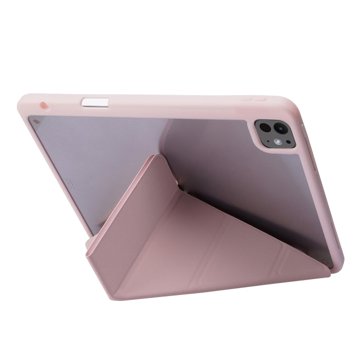 For iPad Pro 13 2024 Deformation Transparent Acrylic Leather Tablet Case(Pink) - iPad Pro 13 2024 Cases by PMC TechLife | Online Shopping South Africa | PMC TechLife | Buy Now Pay Later Mobicred