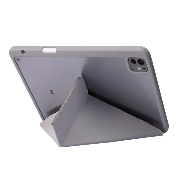 For iPad Pro 13 2024 Deformation Transparent Acrylic Leather Tablet Case(Grey) - iPad Pro 13 2024 Cases by PMC Jewellery | Online Shopping South Africa | PMC Jewellery | Buy Now Pay Later Mobicred