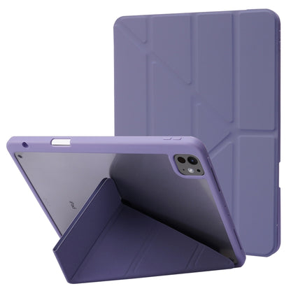 For iPad Pro 11 2024 Deformation Transparent Acrylic Leather Tablet Case(Lavender Grey) - iPad Pro 11 2024 Cases by PMC Jewellery | Online Shopping South Africa | PMC Jewellery | Buy Now Pay Later Mobicred