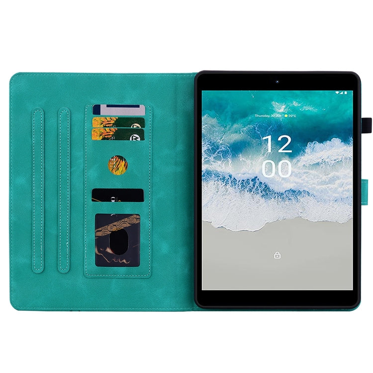 For Nokia T21 Lily Embossed Leather Tablet Case(Green) - Nokia by PMC TechLife | Online Shopping South Africa | PMC TechLife | Buy Now Pay Later Mobicred