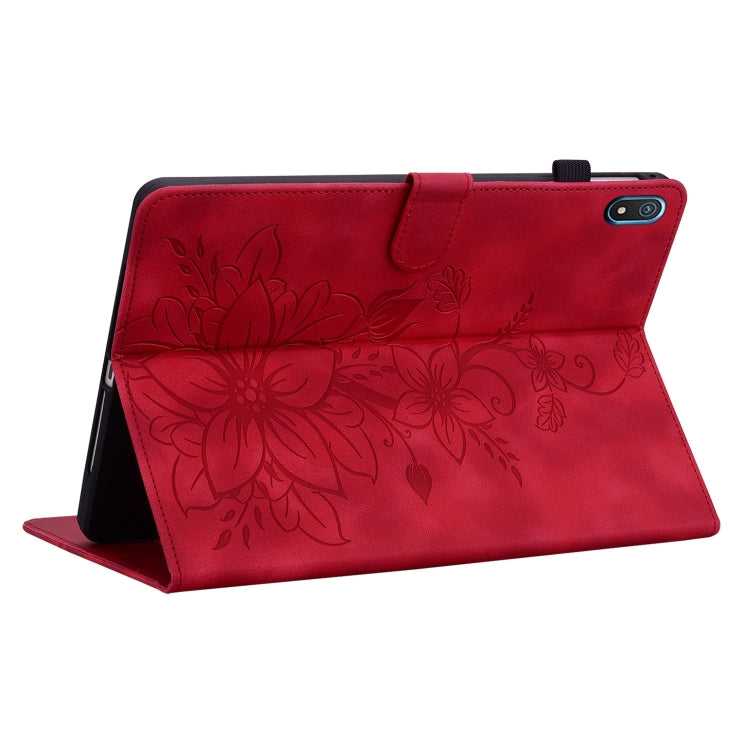 For Nokia T20 10.4 2021 Lily Embossed Leather Tablet Case(Red) - Nokia by PMC TechLife | Online Shopping South Africa | PMC TechLife | Buy Now Pay Later Mobicred