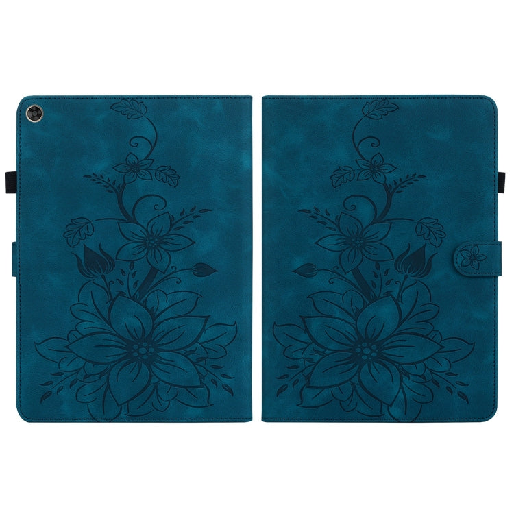 For Huawei MatePad T 10s / Enjoy Tablet 2 Lily Embossed Leather Tablet Case(Dark Blue) - Huawei by PMC TechLife | Online Shopping South Africa | PMC TechLife | Buy Now Pay Later Mobicred