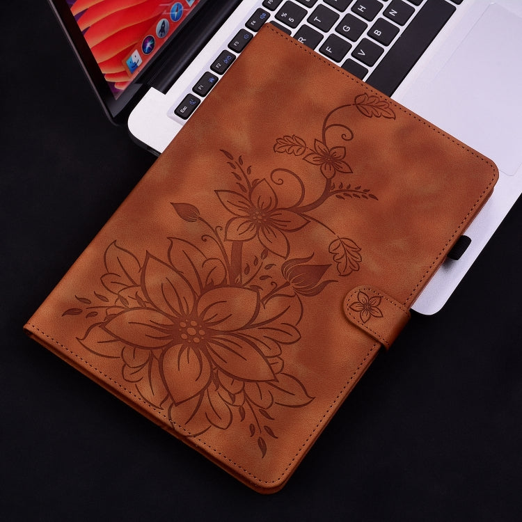 For Honor Pad X8 Pro / X9 2023 Lily Embossed Leather Tablet Case(Brown) - free shipping - PMC TechLife - Order now!