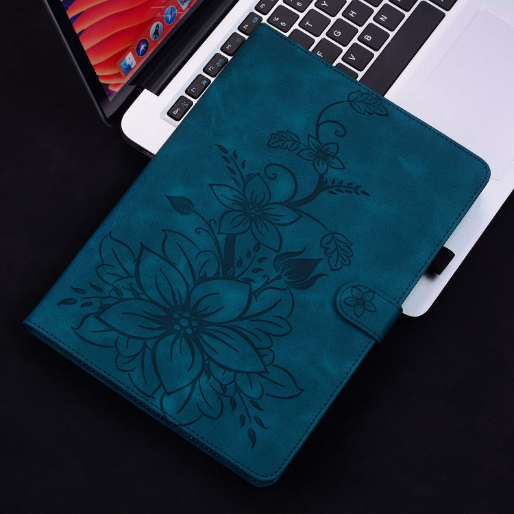 For Honor Pad X8 Pro / X9 2023 Lily Embossed Leather Tablet Case(Dark Blue) - Honor by PMC TechLife | Online Shopping South Africa | PMC TechLife | Buy Now Pay Later Mobicred