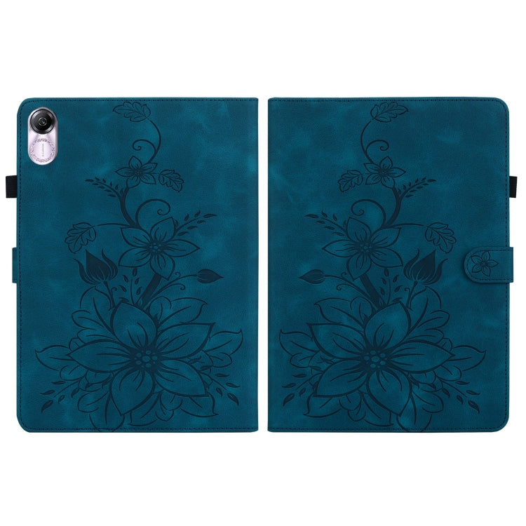 For Honor Pad X8 Pro / X9 2023 Lily Embossed Leather Tablet Case(Dark Blue) - Honor by PMC TechLife | Online Shopping South Africa | PMC TechLife | Buy Now Pay Later Mobicred