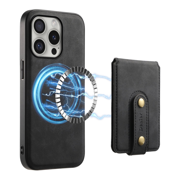 For iPhone 16 Pro Denior D14 NK Retro Pattern MagSafe Magnetic Card Holder Leather Phone Case(Black) - iPhone 16 Pro Cases by Denior | Online Shopping South Africa | PMC Jewellery | Buy Now Pay Later Mobicred