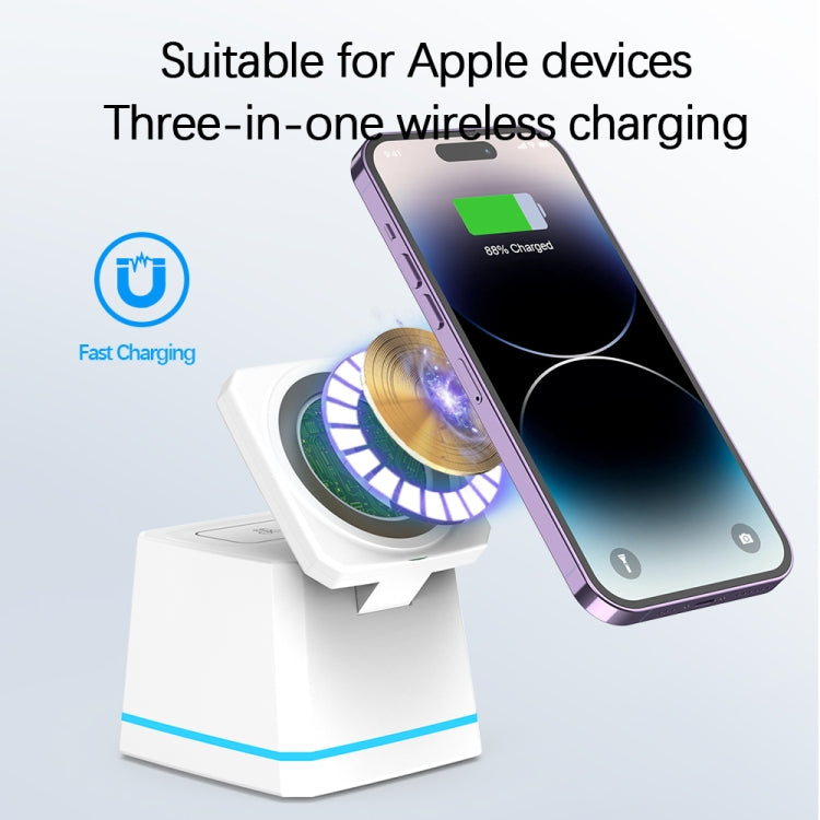 H49 3 in 1 Multi-function Magnetic Wireless Charger(White) - Wireless Charger by PMC Jewellery | Online Shopping South Africa | PMC Jewellery | Buy Now Pay Later Mobicred