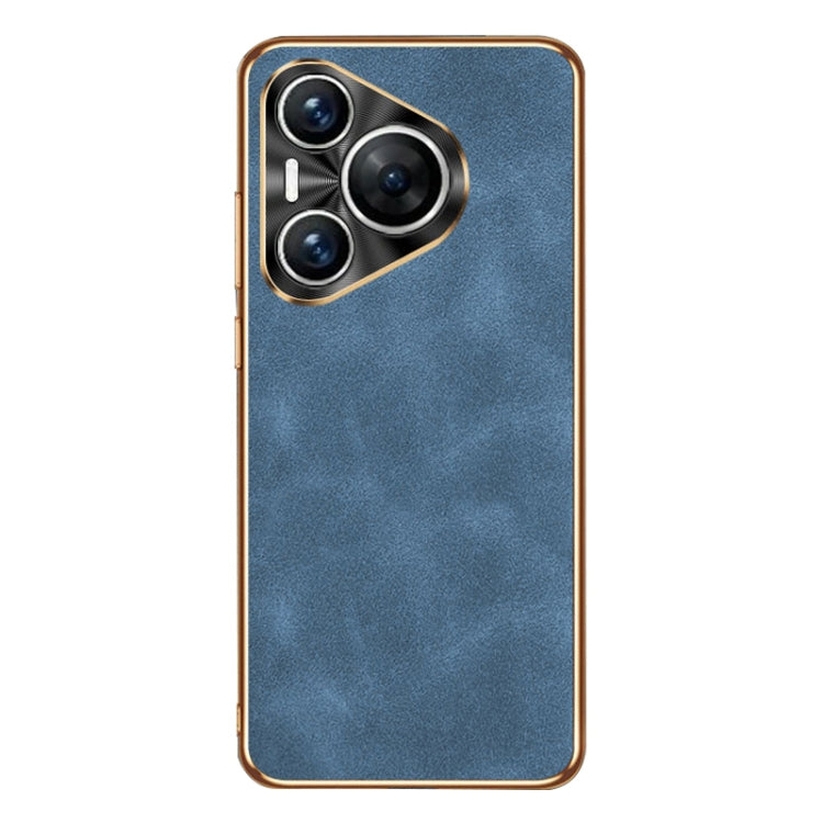 For Huawei Pura 70 Pro / 70 Pro+ Electroplating Lambskin Leather Phone Case(Blue) - Huawei Cases by PMC Jewellery | Online Shopping South Africa | PMC Jewellery | Buy Now Pay Later Mobicred