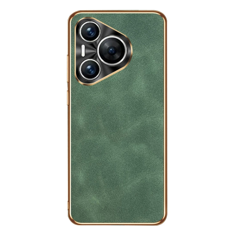 For Huawei Pura 70 Electroplating Lambskin Leather Phone Case(Green) - Huawei Cases by PMC Jewellery | Online Shopping South Africa | PMC Jewellery | Buy Now Pay Later Mobicred