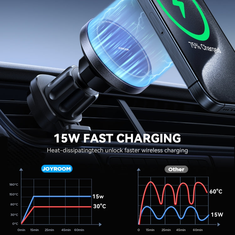 JOYROOM JR-ZS387 Cooling Fan Magnetic Car Wireless Charger Holder(Black) - Wireless Charger Holders by JOYROOM | Online Shopping South Africa | PMC Jewellery | Buy Now Pay Later Mobicred