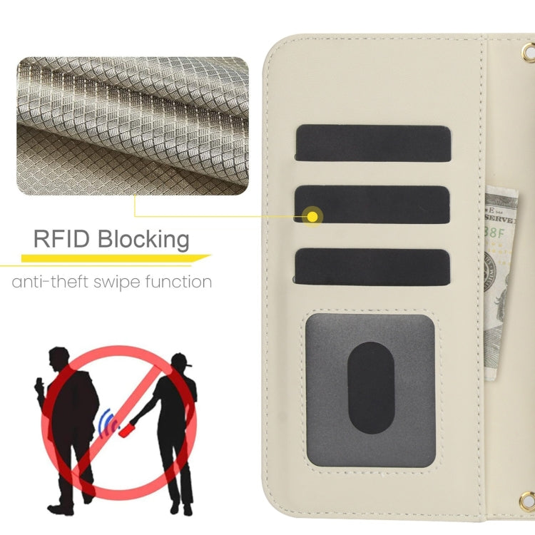 For Google Pixel 8a Crossbody Multifunction Rhombic Leather Phone Case(White) - free shipping - PMC TechLife - Order now!