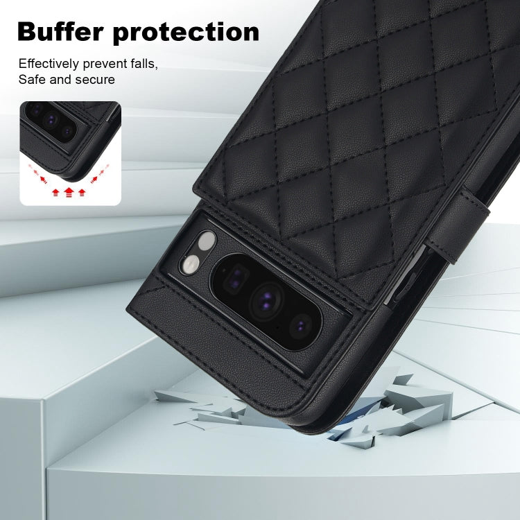 For Google Pixel 8 Pro Crossbody Multifunction Rhombic Leather Phone Case(Black) - Google Cases by PMC TechLife | Online Shopping South Africa | PMC TechLife | Buy Now Pay Later Mobicred