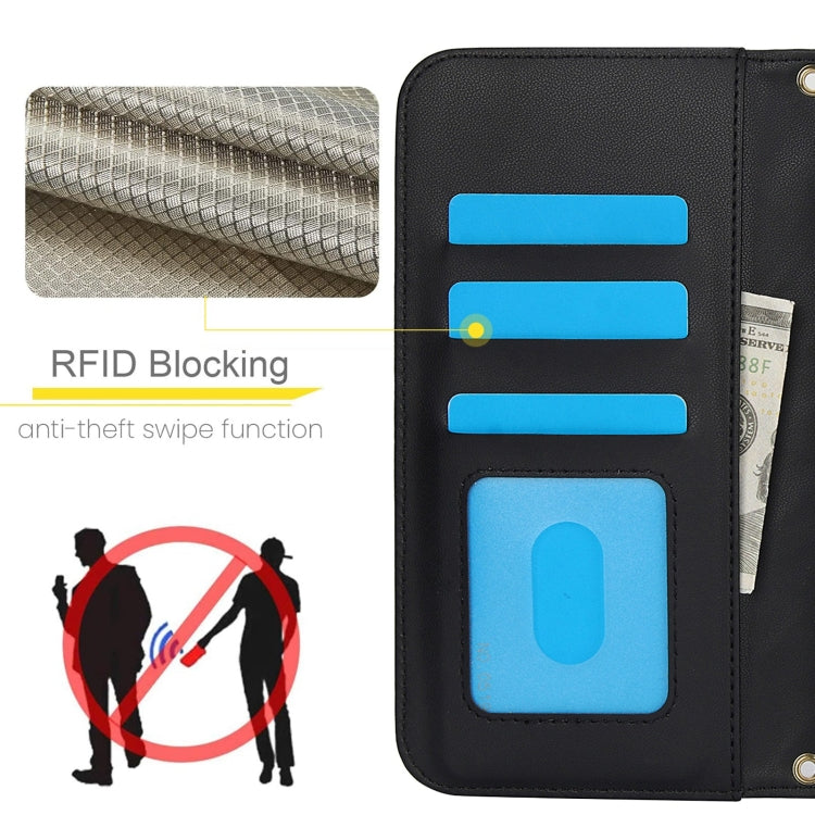 For Google Pixel 8 Pro Crossbody Multifunction Rhombic Leather Phone Case(Black) - Google Cases by PMC TechLife | Online Shopping South Africa | PMC TechLife | Buy Now Pay Later Mobicred