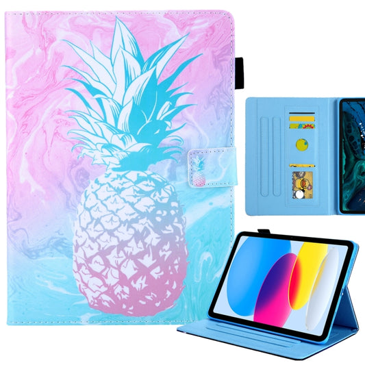 For iPad Pro 11 2024 Colored Drawing Leather Smart Tablet Case(Blue Pink Pineapple) - iPad Pro 11 2024 Cases by PMC Jewellery | Online Shopping South Africa | PMC Jewellery | Buy Now Pay Later Mobicred