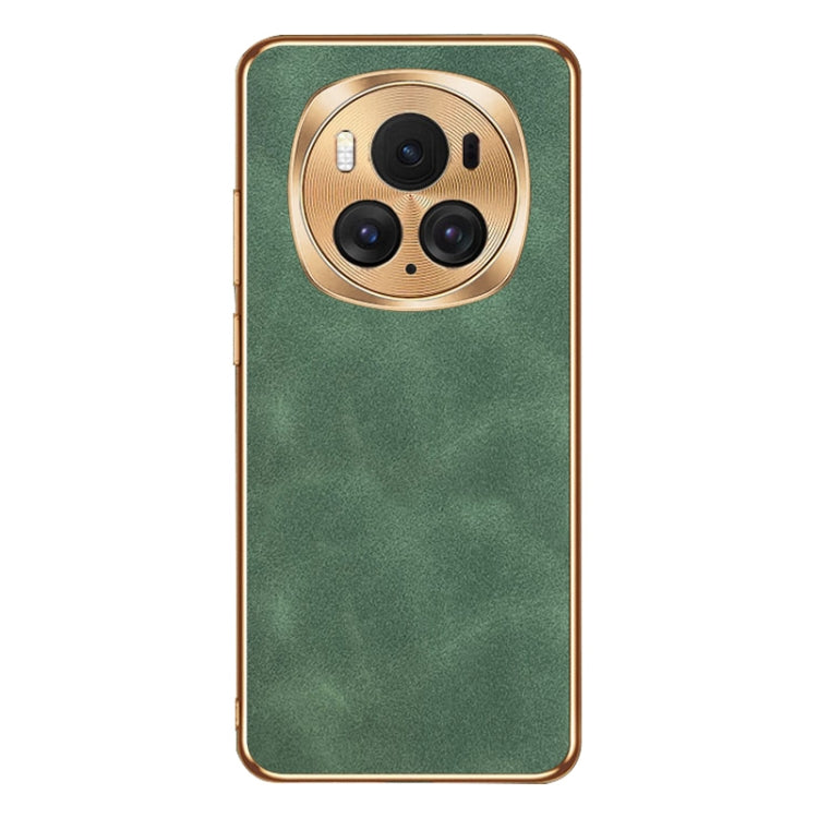 For Honor Magic6 Pro Electroplating Lambskin Leather Phone Case(Green) - Honor Cases by PMC Jewellery | Online Shopping South Africa | PMC Jewellery | Buy Now Pay Later Mobicred