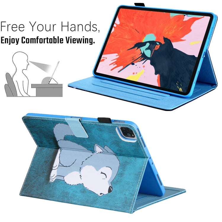 For iPad Pro 11 2024 Colored Drawing Leather Smart Tablet Case(Cute Wolf) - iPad Pro 11 2024 Cases by PMC TechLife | Online Shopping South Africa | PMC TechLife | Buy Now Pay Later Mobicred