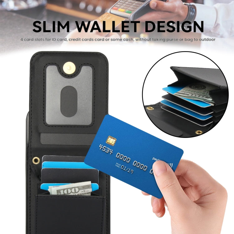 For iPhone 16 Plus YM015 Crossbody Rhombic Card Bag RFID Phone Case(Black) - iPhone 16 Plus Cases by PMC TechLife | Online Shopping South Africa | PMC TechLife | Buy Now Pay Later Mobicred