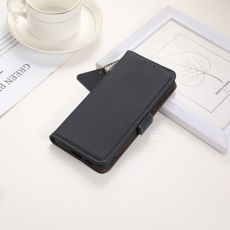 For iPhone 16 Pro Side-Magnetic TJ Genuine Leather RFID Phone Case(Blue) - iPhone 16 Pro Cases by PMC TechLife | Online Shopping South Africa | PMC TechLife | Buy Now Pay Later Mobicred