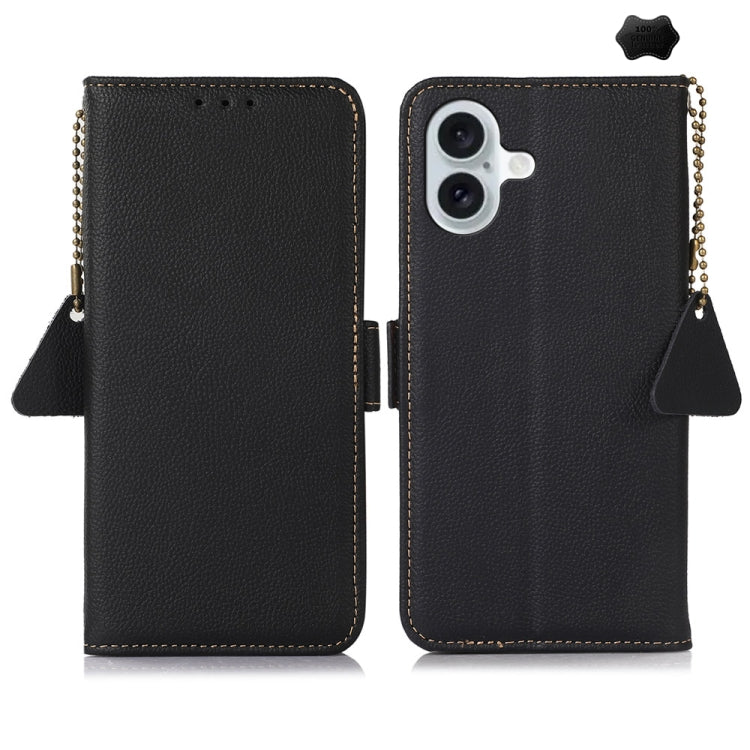 For iPhone 16 Plus Side-Magnetic TJ Genuine Leather RFID Phone Case(Black) - iPhone 16 Plus Cases by PMC Jewellery | Online Shopping South Africa | PMC Jewellery | Buy Now Pay Later Mobicred