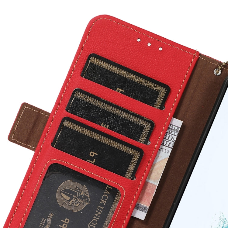 For iPhone 16 Plus Side-Magnetic TJ Genuine Leather RFID Phone Case(Red) - iPhone 16 Plus Cases by PMC Jewellery | Online Shopping South Africa | PMC Jewellery | Buy Now Pay Later Mobicred