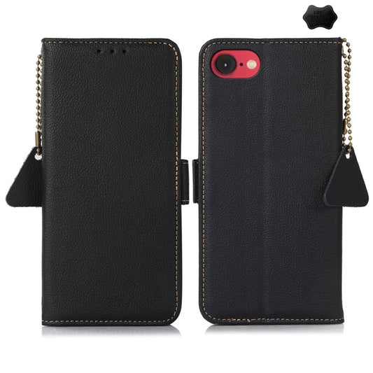 For iPhone 16e Side-Magnetic TJ Genuine Leather RFID Phone Case(Black) - iPhone 16e Cases by PMC Jewellery | Online Shopping South Africa | PMC Jewellery | Buy Now Pay Later Mobicred