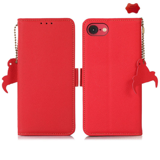 For iPhone 16e Side-Magnetic TJ Genuine Leather RFID Phone Case(Red) - iPhone 16e Cases by PMC Jewellery | Online Shopping South Africa | PMC Jewellery | Buy Now Pay Later Mobicred