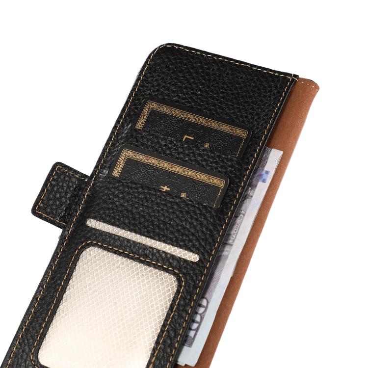 For iPhone 17 Air KHAZNEH Side-Magnetic Litchi Genuine Leather RFID Case(Black) - free shipping - PMc TechLife - Order now!