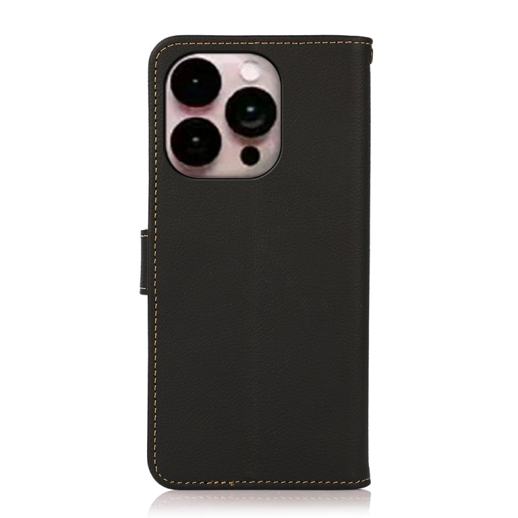 For iPhone 16 Pro KHAZNEH Custer Genuine Leather RFID Phone Case(Black) - iPhone 16 Pro Cases by PMC Jewellery | Online Shopping South Africa | PMC Jewellery | Buy Now Pay Later Mobicred