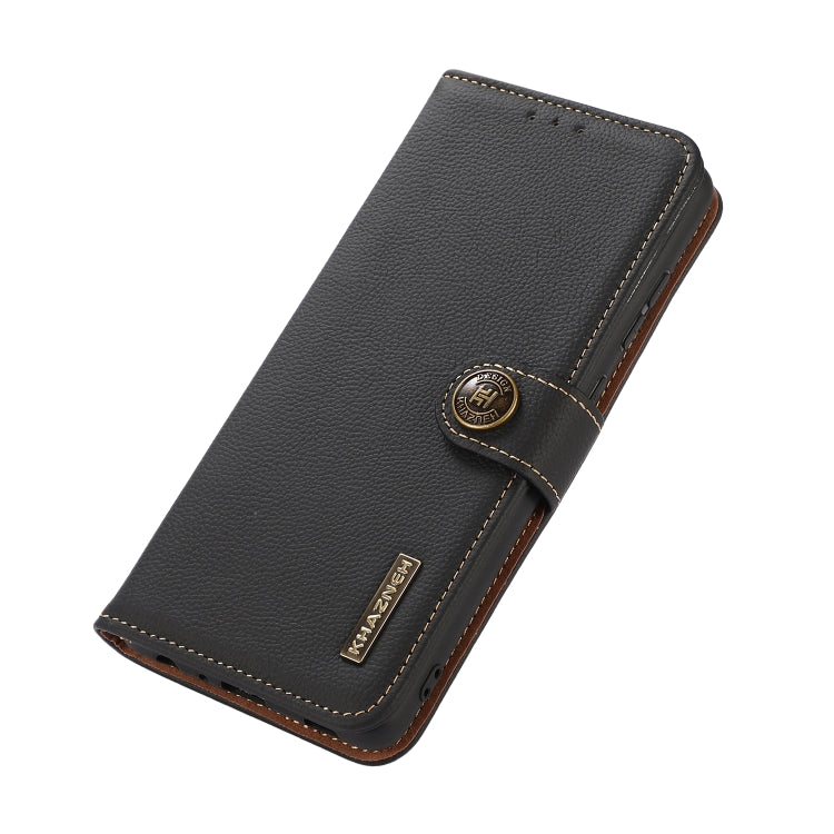 For iPhone 16 Pro KHAZNEH Custer Genuine Leather RFID Phone Case(Black) - iPhone 16 Pro Cases by PMC TechLife | Online Shopping South Africa | PMC TechLife | Buy Now Pay Later Mobicred