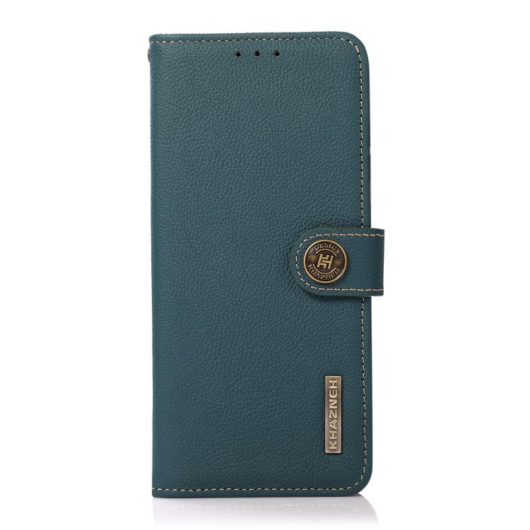 For iPhone 17 Pro Max KHAZNEH Custer Genuine Leather RFID Phone Case(Green) - free shipping - PMc TechLife - Order now!