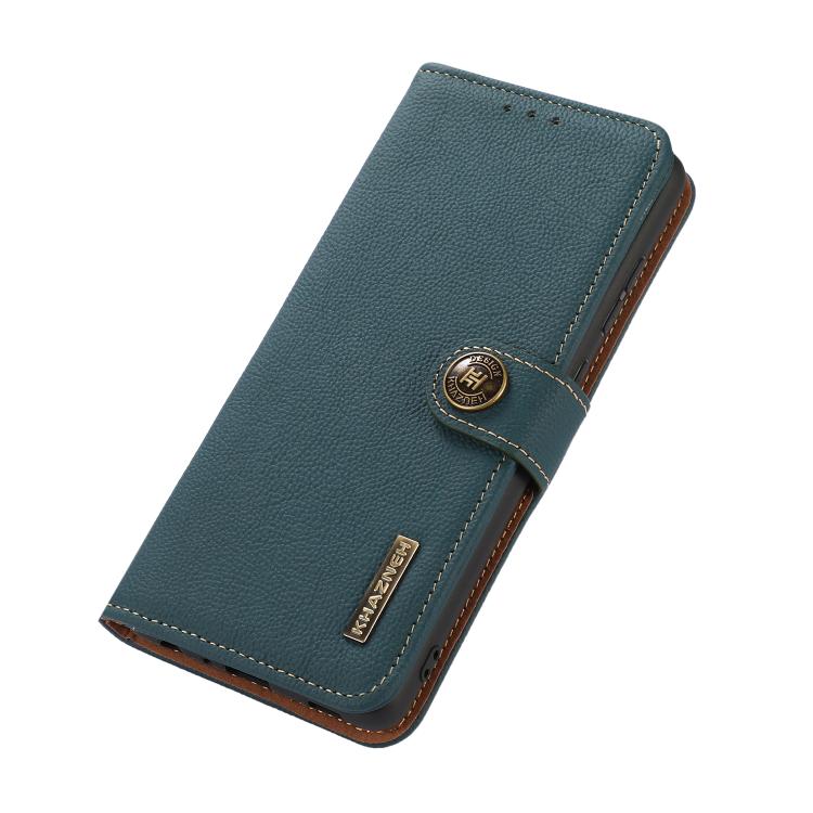 For iPhone 17 Pro Max KHAZNEH Custer Genuine Leather RFID Phone Case(Green) - free shipping - PMc TechLife - Order now!