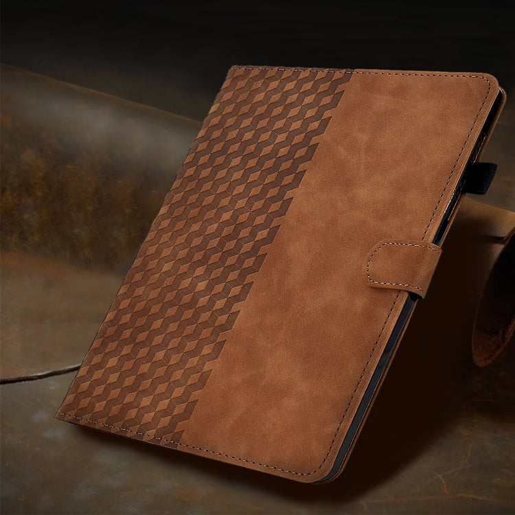 For iPad Pro 11 2024 Rhombus Embossed Leather Tablet Case(Brown) - iPad Pro 11 2024 Cases by PMC TechLife | Online Shopping South Africa | PMC TechLife | Buy Now Pay Later Mobicred
