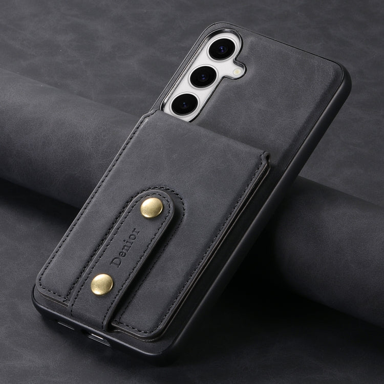 For Samsung Galaxy S24+ 5G Denior D14 NK Retro Pattern MagSafe Magnetic Card Holder Leather Phone Case(Black) - Galaxy S24+ 5G Cases by Denior | Online Shopping South Africa | PMC Jewellery | Buy Now Pay Later Mobicred