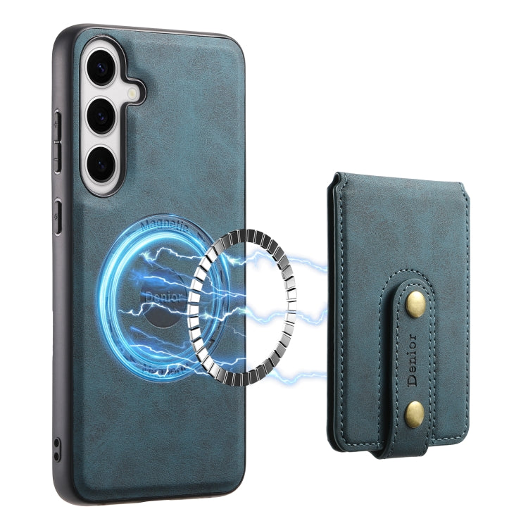 For Samsung Galaxy S24 5G Denior D14 NK Retro Pattern MagSafe Magnetic Card Holder Leather Phone Case(Blue) - Galaxy S24 5G Cases by Denior | Online Shopping South Africa | PMC Jewellery | Buy Now Pay Later Mobicred