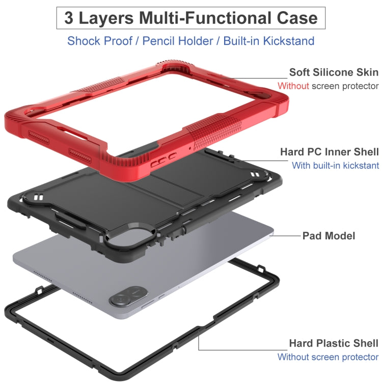 For Honor Pad X9 / X8 Pro Shockproof Silicone Hybrid PC Tablet Case with Holder(Black + Red) - Honor by PMC TechLife | Online Shopping South Africa | PMC TechLife | Buy Now Pay Later Mobicred