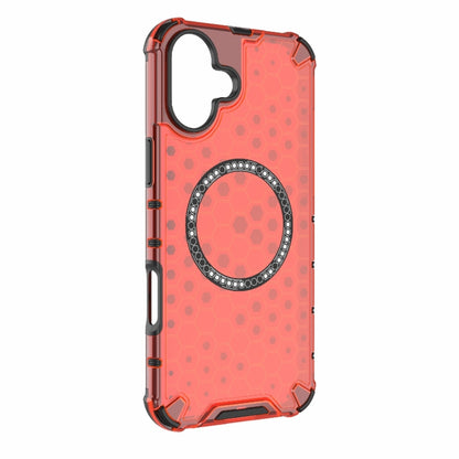 For iPhone 16 Plus Honeycomb Magnetic Ring Shockproof Phone Case(Red) - iPhone 16 Plus Cases by PMC Jewellery | Online Shopping South Africa | PMC Jewellery | Buy Now Pay Later Mobicred