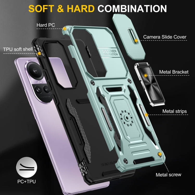 For OPPO Reno10 Global Armor PC + TPU Camera Shield Phone Case(Alpine Green) - OPPO Cases by PMC Jewellery | Online Shopping South Africa | PMC Jewellery | Buy Now Pay Later Mobicred