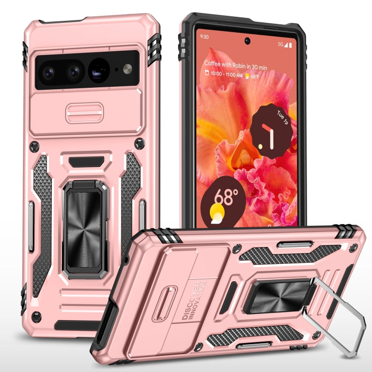 For Google Pixel 9 Pro XL 6.8 Armor PC + TPU Camera Shield Phone Case(Rose Gold) - Google Cases by PMC TechLife | Online Shopping South Africa | PMC TechLife | Buy Now Pay Later Mobicred