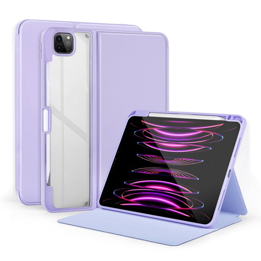 For iPad Air 13 2024 / Pro 12.9 2022 2-Fold Clear Acrylic Leather Tablet Case(Light Purple) - iPad Pro 12.9 (2022/2021) Cases by PMC Jewellery | Online Shopping South Africa | PMC Jewellery | Buy Now Pay Later Mobicred