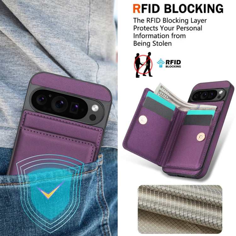 For Google Pixel 9 Pro XL RFID Anti-theft Card Ring Holder Phone Case(Dark Purple) - Google Cases by PMC Jewellery | Online Shopping South Africa | PMC Jewellery | Buy Now Pay Later Mobicred