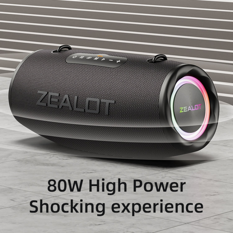 Zealot S87 80W Portable Outdoor Bluetooth Speaker with RGB Light(Grey) - Waterproof Speaker by ZEALOT | Online Shopping South Africa | PMC Jewellery | Buy Now Pay Later Mobicred