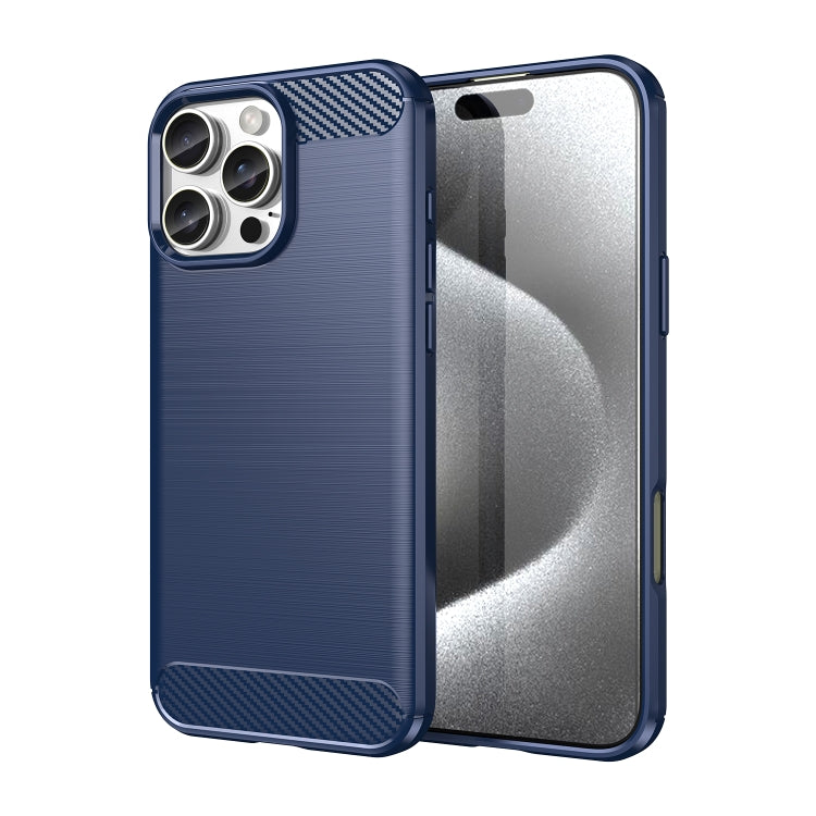 For iPhone 16 Pro Max Brushed Texture Carbon Fiber TPU Phone Case(Blue) - iPhone 16 Pro Max Cases by PMC Jewellery | Online Shopping South Africa | PMC Jewellery | Buy Now Pay Later Mobicred